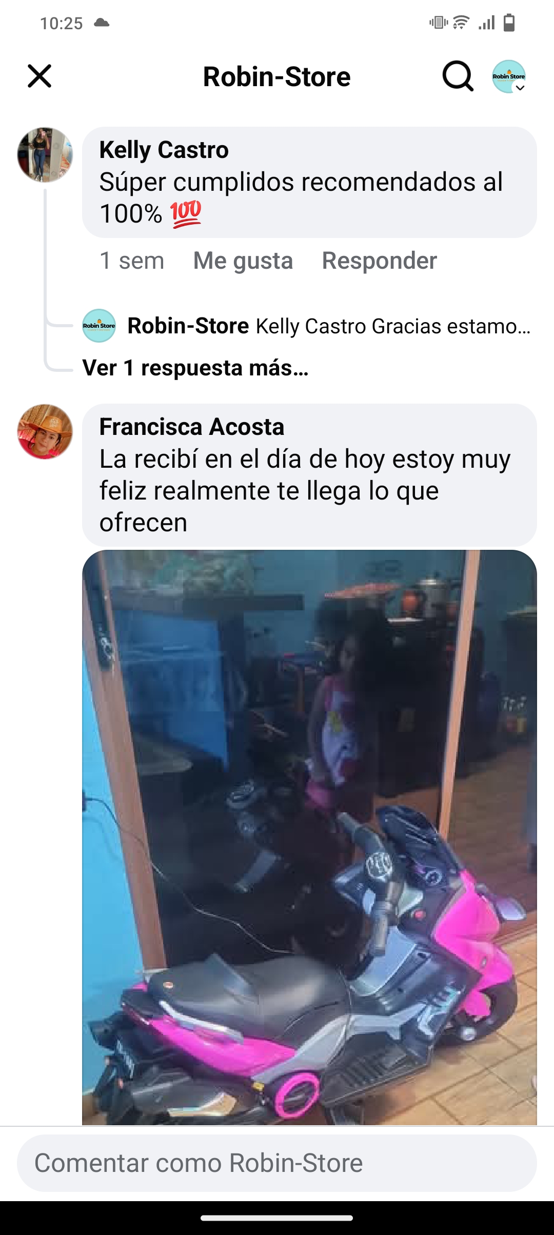 Captura de pantalla de mensaje de cliente conforme