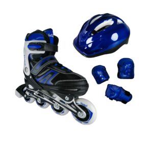 Patines En Linea Para Niños Con Kit De Proteccion 27-30 Azul