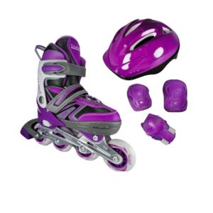 Patines En Linea Para Niños Con Kit De Proteccion 35-38 Morado