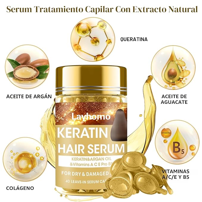 Serum capilar con queratina importado de EE. UU. – Cápsulas nutritivas anti-frizz - Imagen 6