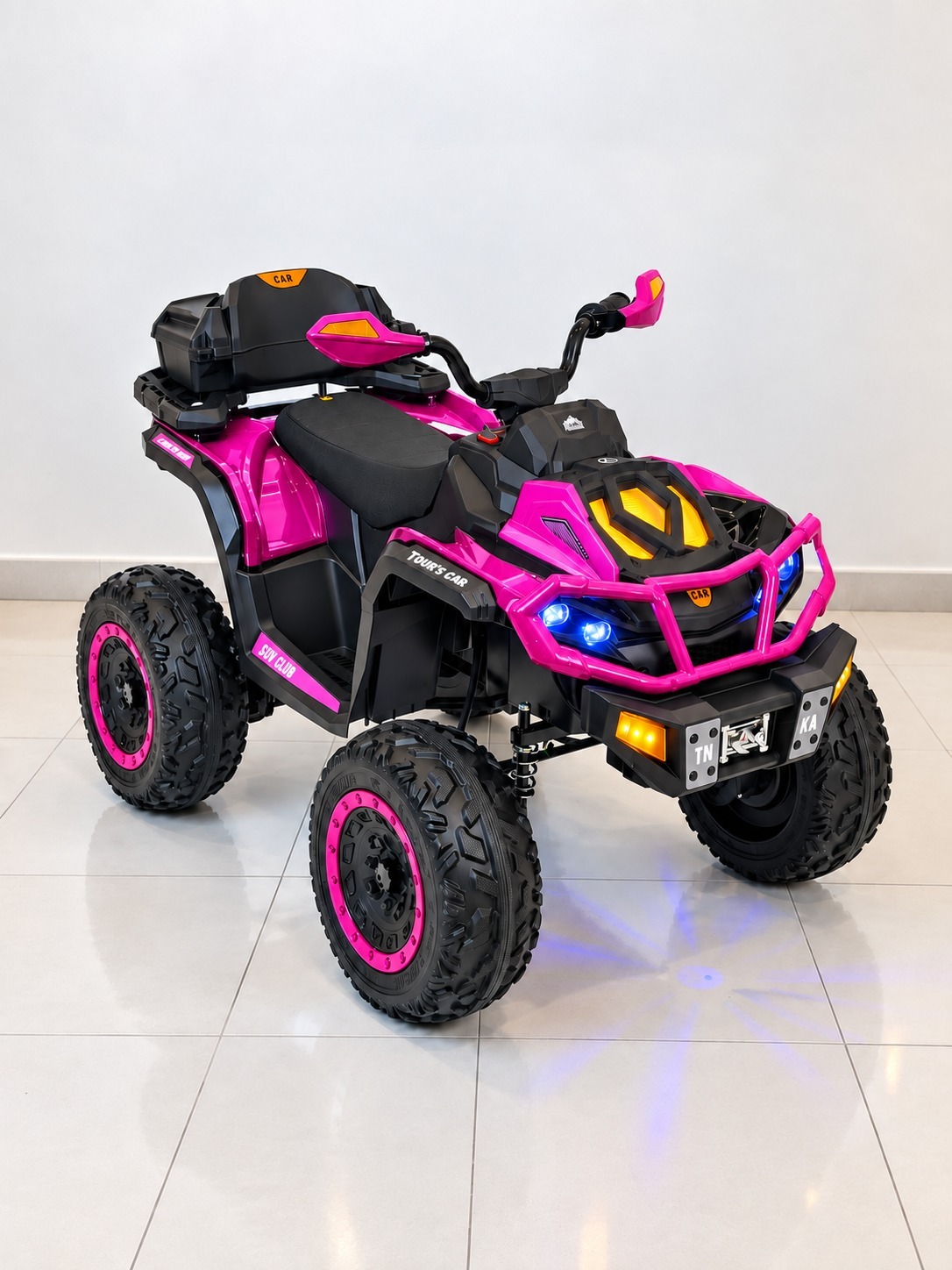 Cuatrimoto Mediana Todoterreno 12V con 4 Motores, Bluetooth y Asiento en Cuero
