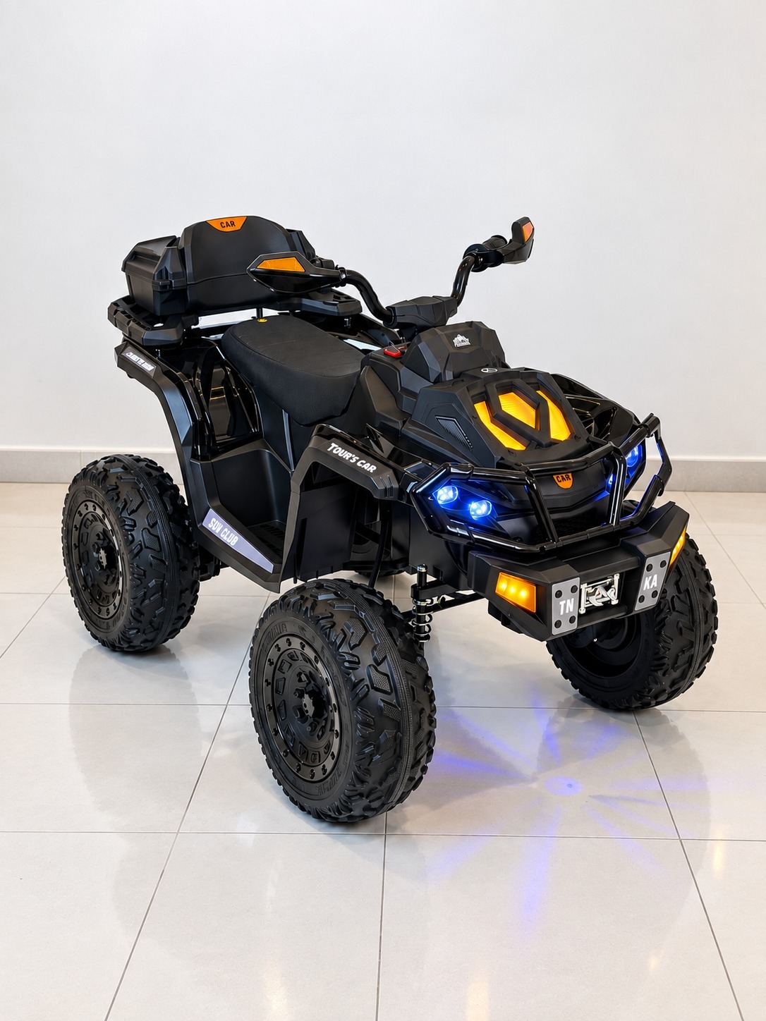 Cuatrimoto Mediana Todoterreno 12V con 4 Motores, Bluetooth y Asiento en Cuero