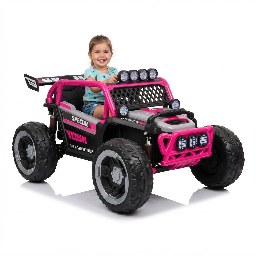 Carro Eléctrico Infantil Campero WILLY 12V con 4 Motores, Bluetooth y Asiento en Cuero