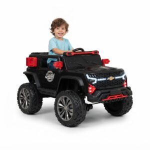 Carro Eléctrico Infantil Chevrolet 12V con Bluetooth, USB y Asiento en Cuero