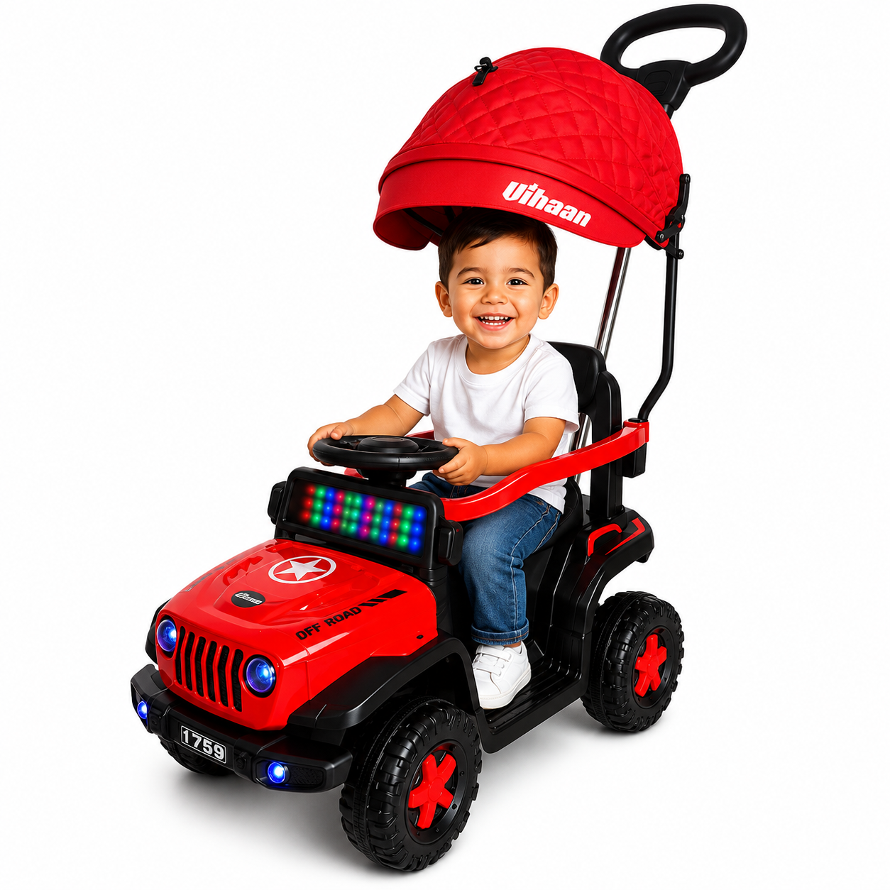 Carro Paseador Rubicon 3 en 1 Giratorio con Capota y Luces LED para Niños 1–4 Años - Imagen 3