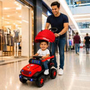 Carro Paseador Rubicon 3 en 1 Giratorio con Capota y Luces LED para Niños 1–4 Años