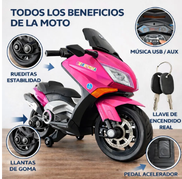 Moto Eléctrica Infantil Nmax 12V con Bluetooth, Luces LED y Asiento en Cuero - Imagen 2