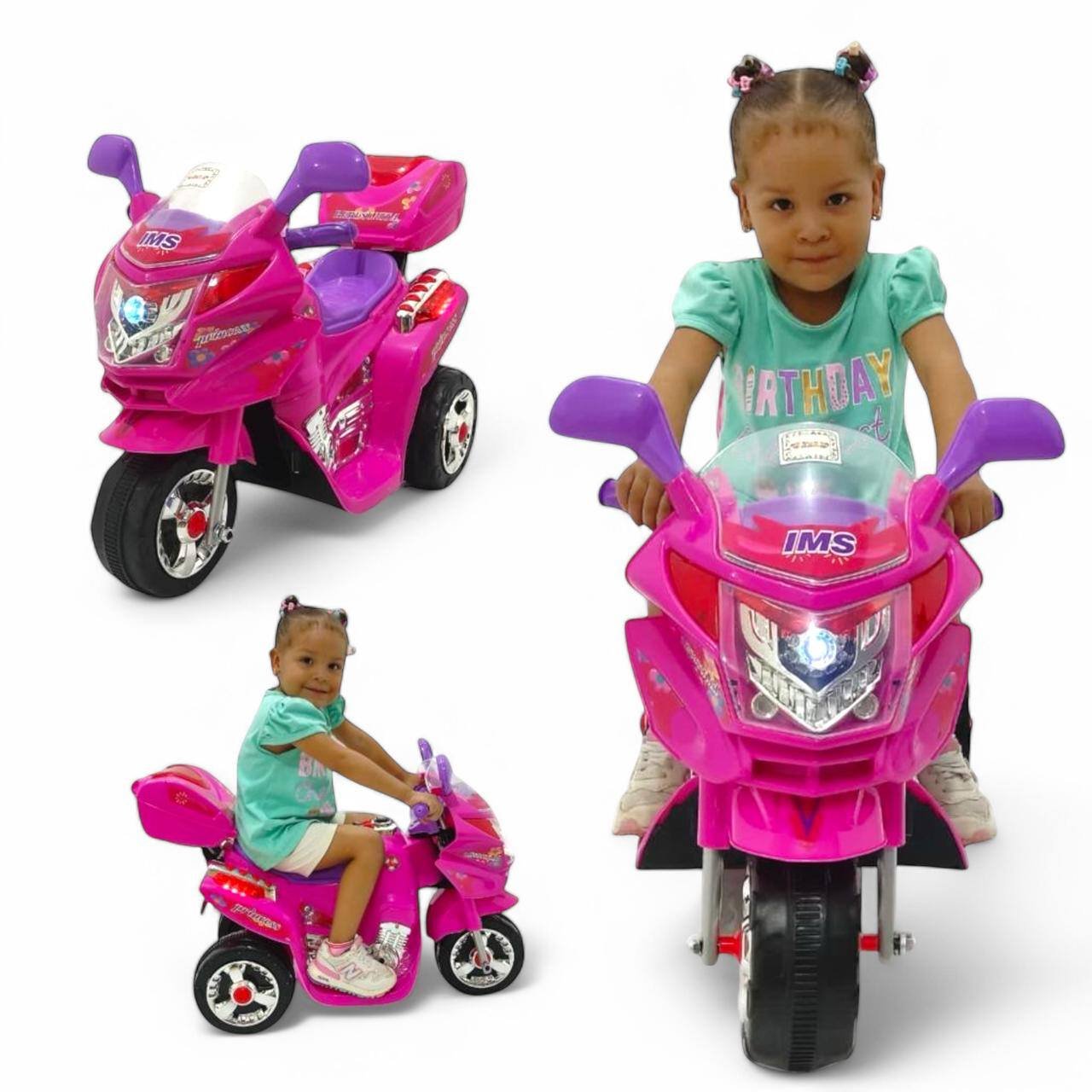 Trimoto Eléctrica Infantil 6V con Bluetooth, Luces LED y Baúl Trasero - Imagen 4
