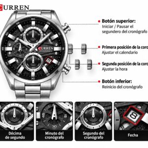 Reloj Curren 8495 hombre cronógrafo acero inoxidable bicolor